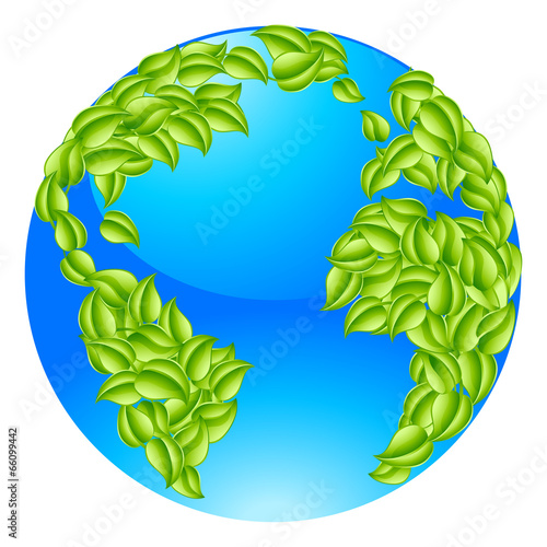 Green Leaves Globe Earth Wo...