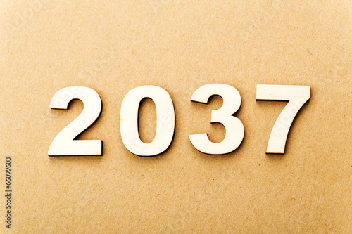 Wooden text for year 2037