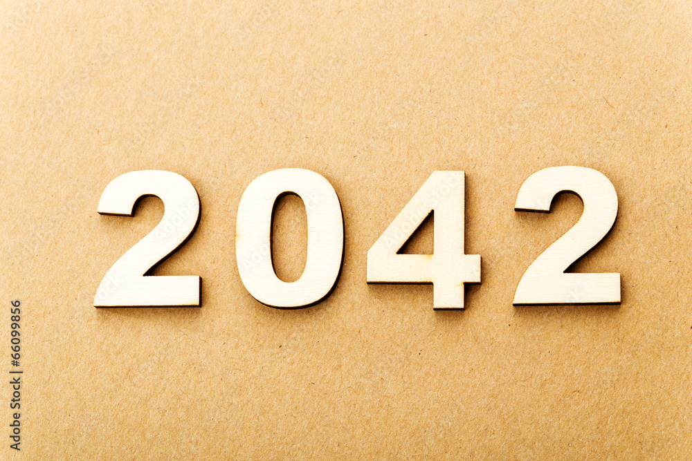 Wooden text for year 2042 Wooden text for year 2042