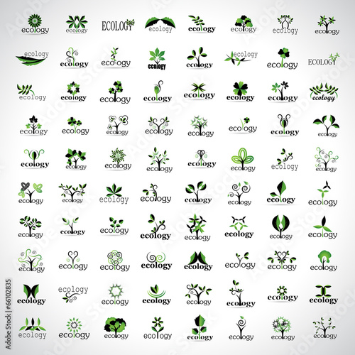 Ecology Icons Set - Isolated On Gray Background © milosdizajn