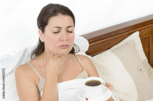 Photography Woman having sore throat