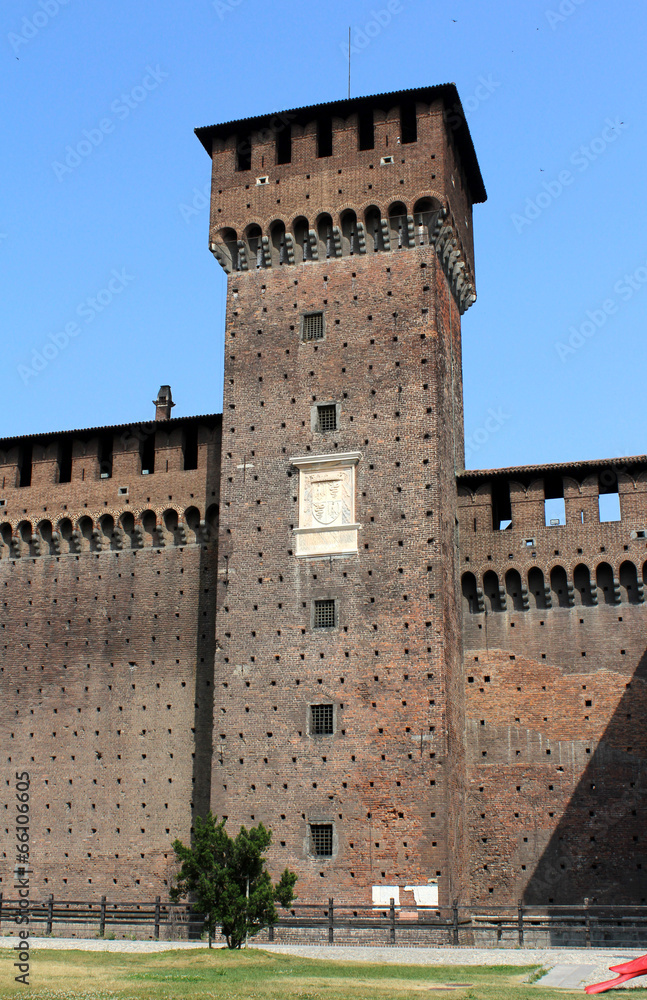 Tower of Sforza Castle, Castello Sforzesco, Milan, Italy