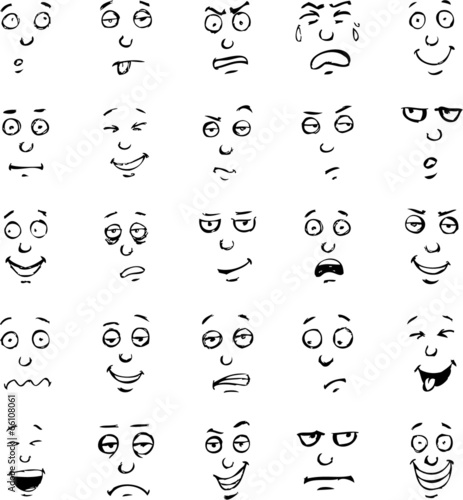 Cartoon face emotions hand drawn set