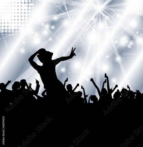 Crowd of dancing people. Vector