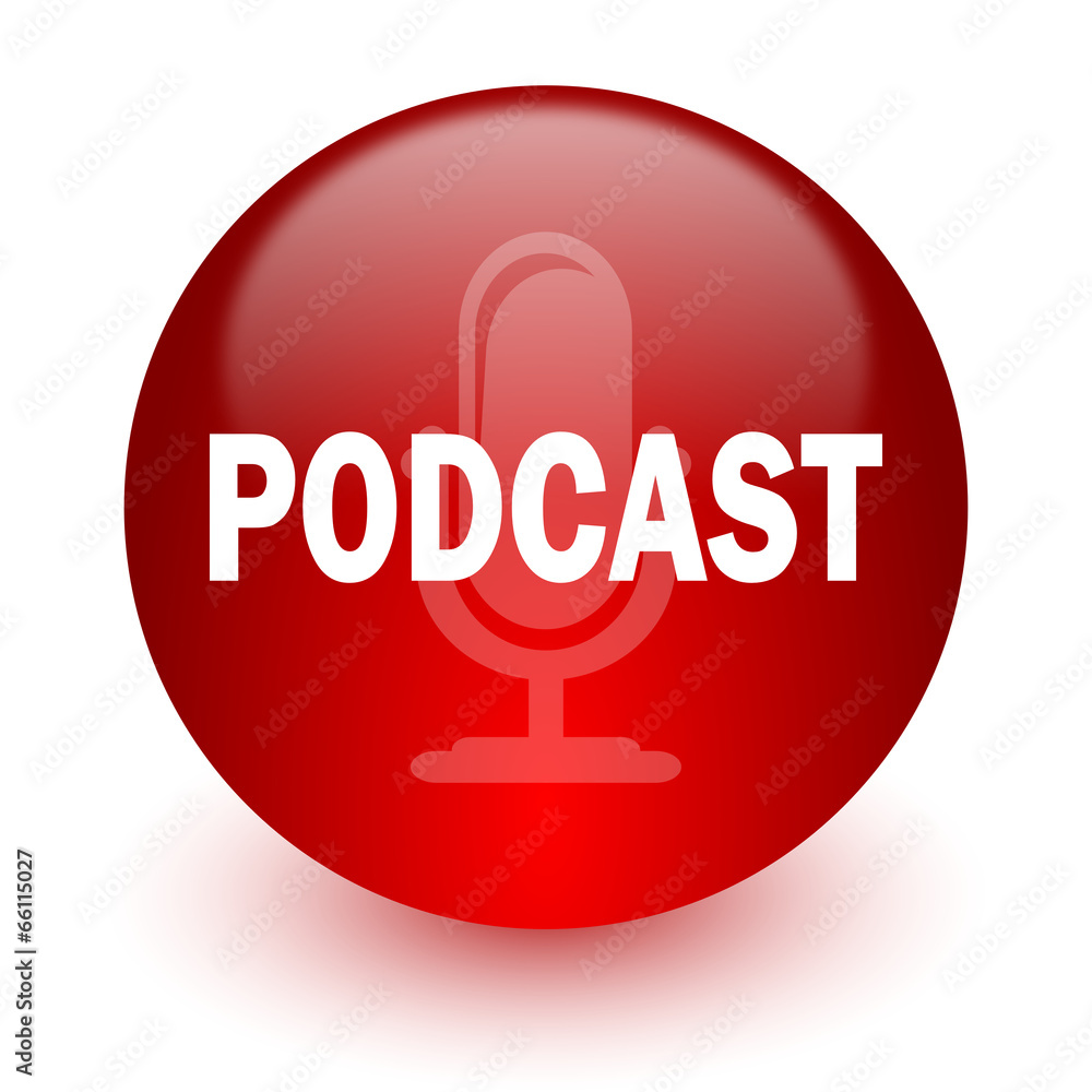 podcast red computer icon on white background podcast red computer icon on white background