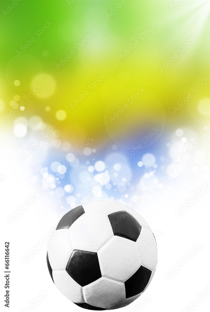 Fototapeta premium Soccer ball and the colors of the Brazil flag