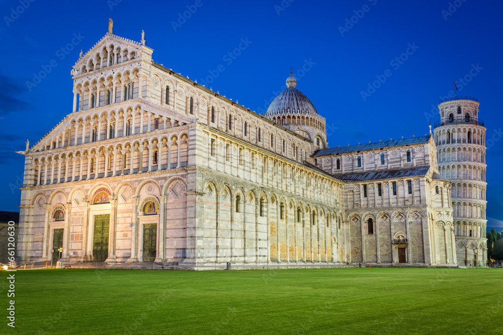 Ancient cathedral in Pisa at night