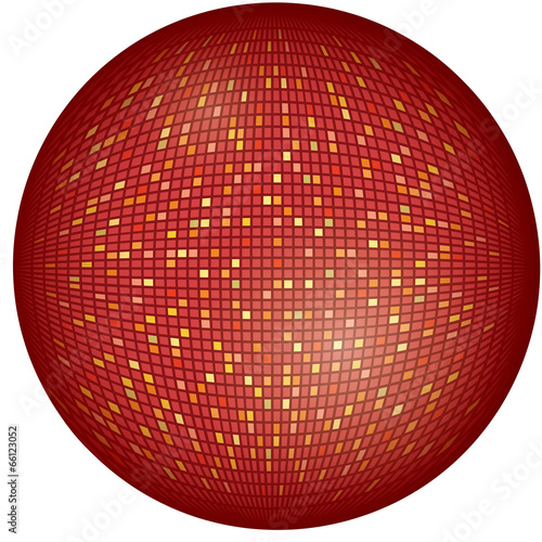 Vector illustration of big, red disco ball, isolated
