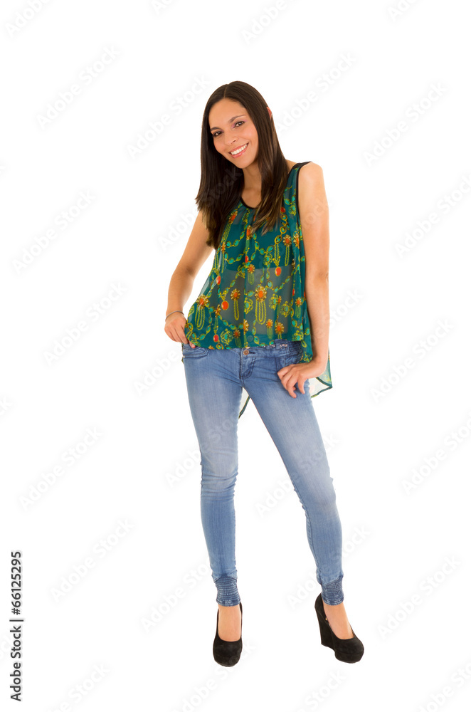 hispanic confident woman standing up. hispanic confident woman standing up.