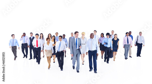 Large Group of Business People Walking