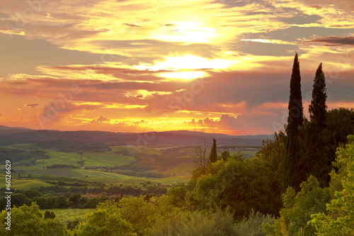 Sunset in Tuscany. Italy