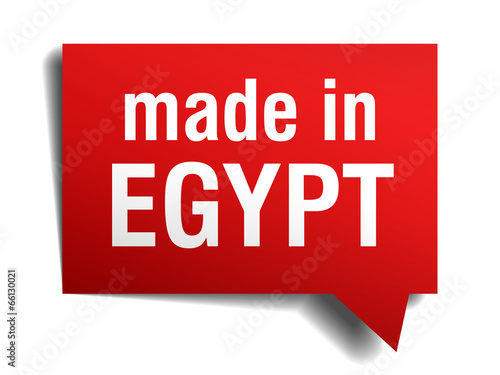 made in Egypt red 3d realistic speech bubble