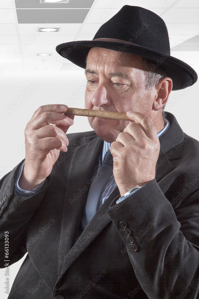 Men Portrait with Cigar Men Portrait with Cigar