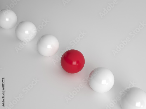 Several white ballls and one red