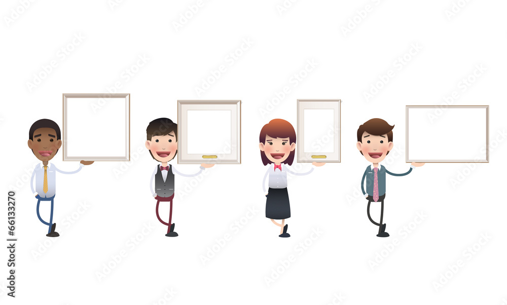 Business people with frames over white background Business people with frames over white background