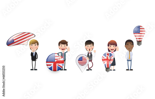 Business people people with language icons