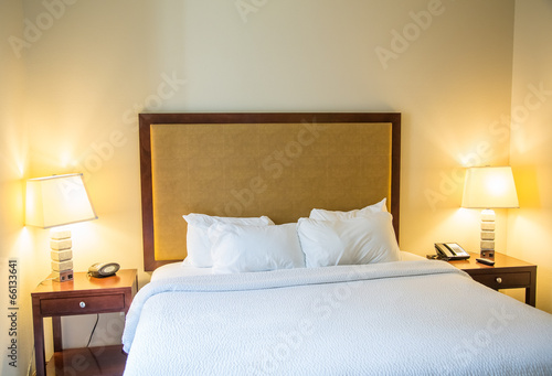 Hotel Bed with Two Lamps