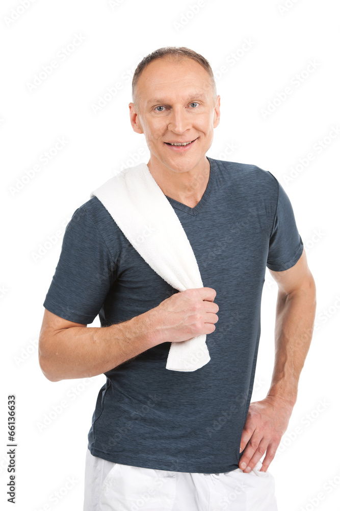 Portrait of smiling aged man resting. Portrait of smiling aged man resting.