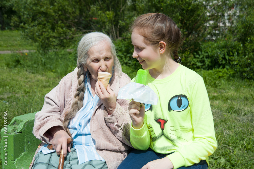 Fototapeta premium grandmother with her granddaughter