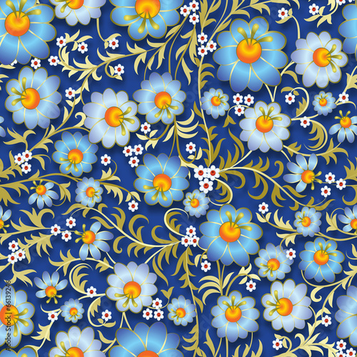 abstract vintage seamless floral ornament with spring flowers