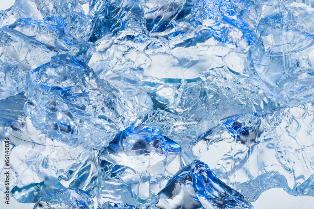 Ice. Blue background