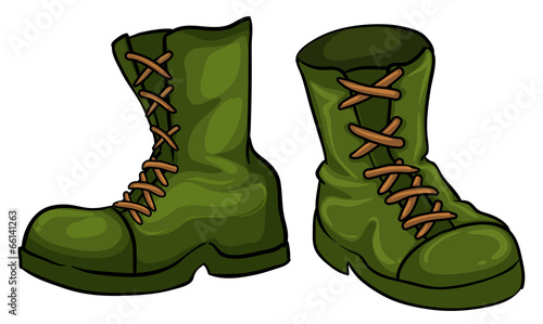 A pair of green boots