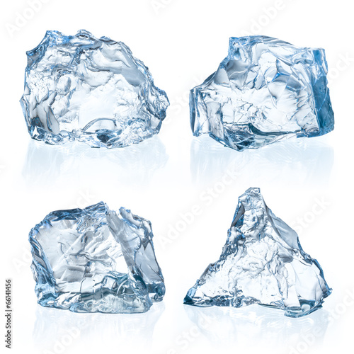 Pieces of ice on a white background.