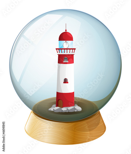 A crystal ball with a tower inside