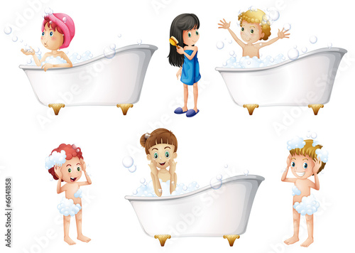 Children taking a bath