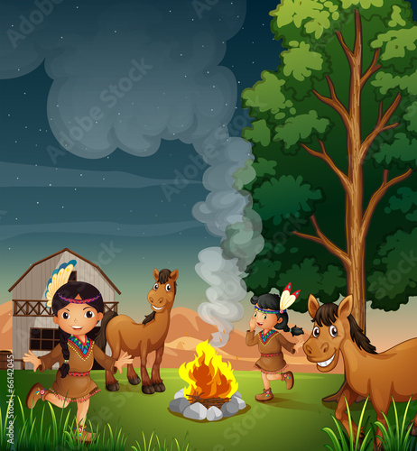 A farm with Indian girls