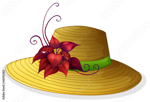 A fashionable hat with a plant