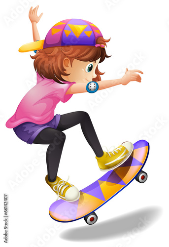 An energetic young woman skateboarding