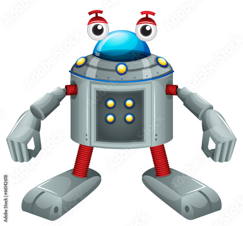 A cute gray robot