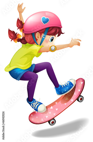 A young woman skating
