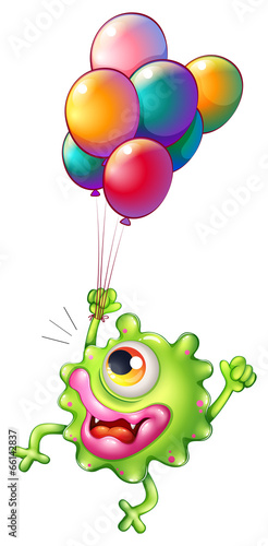 A monster with colourful balloons