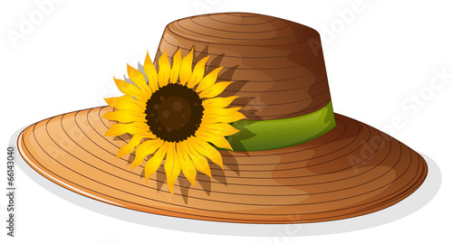 A fashionable hat with a sunflower