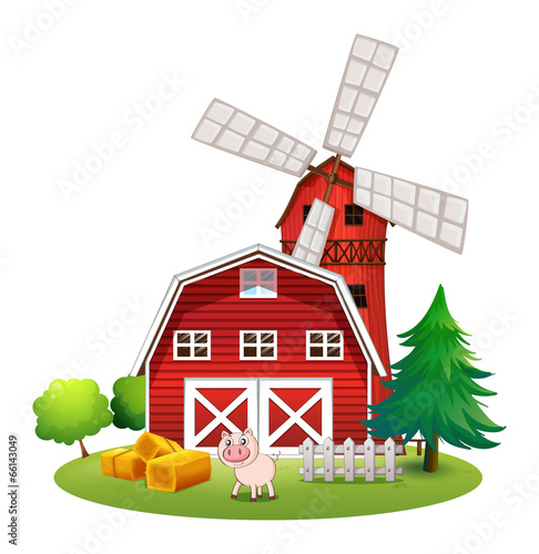 A red barnhouse at the farm