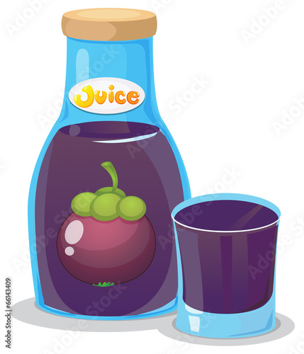 A bottle of eggplant juice