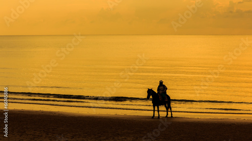 Man with Horse on Seacoast. © Eakkaluk