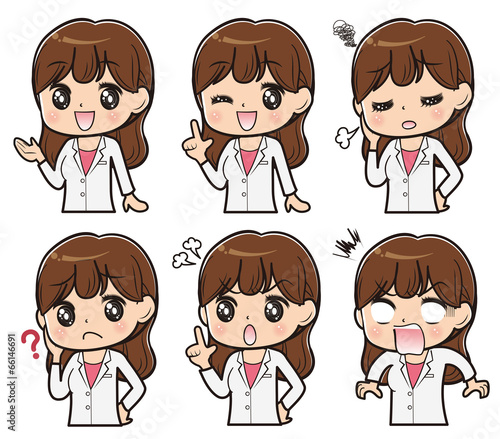 女性表情セット　白衣