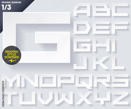 Modern flat alphabet for infographics with long ambient shadow