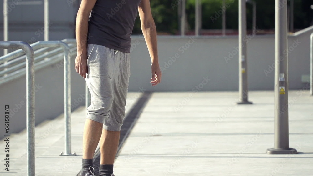 Jogger having a break during jogging, super slow motion Jogger having a break during jogging, super slow motion