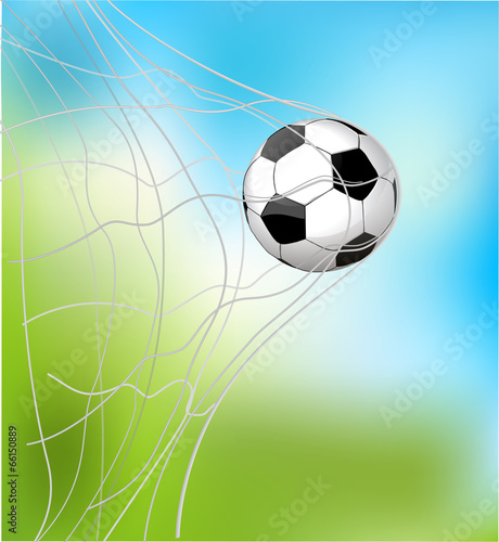 isolated soccer ball in the goal net eps10 illustration