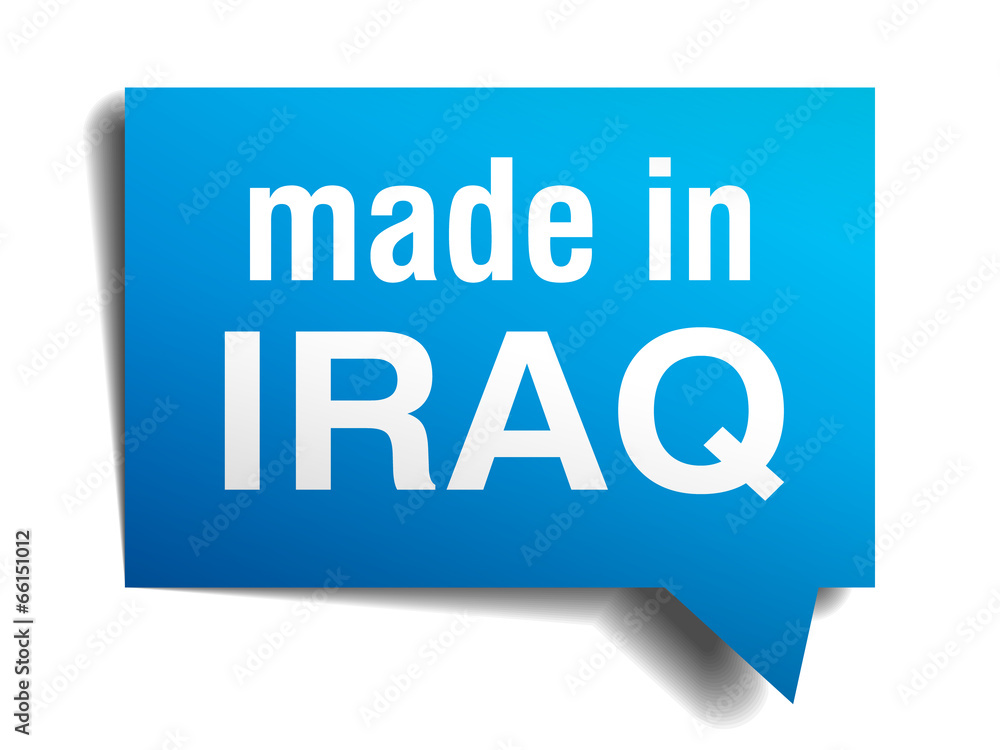 made in Iraq blue 3d realistic speech bubble