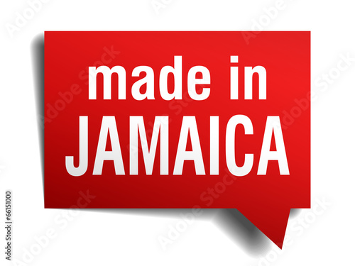 made in Jamaica red 3d realistic speech bubble