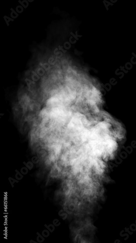 White steam on black background.