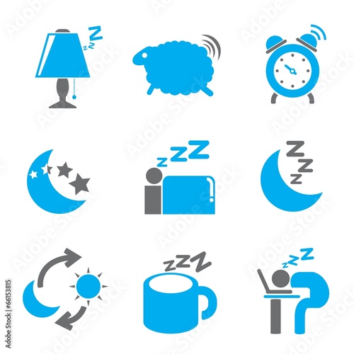 bed time icons, gray and blue color thme
