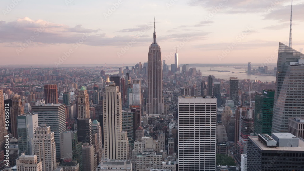 Aerial Sunset timelaspe of Manhattan skyline - New York - USA