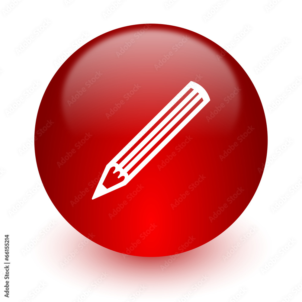 pencil red computer icon on white background pencil red computer icon on white background