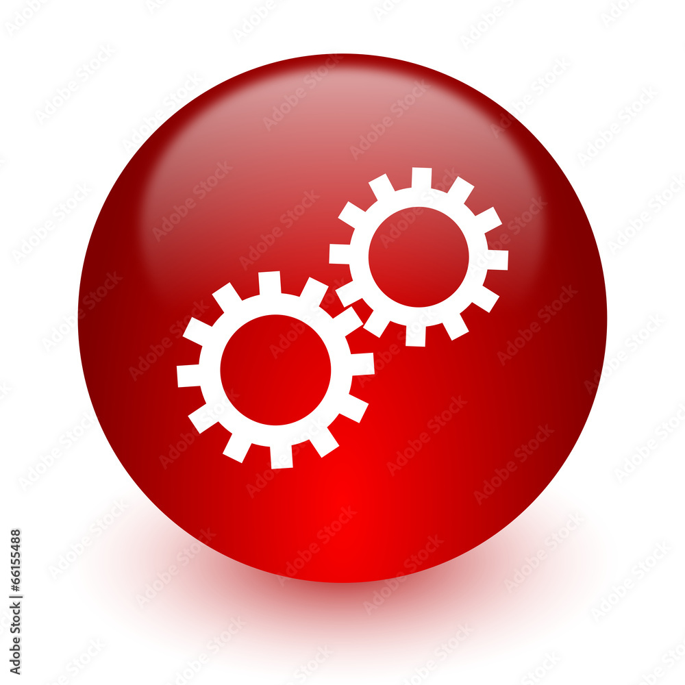 gear red computer icon on white background gear red computer icon on white background